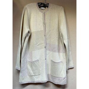 Cotswold Collections Lambswool Blend Knit Cardigan Sweater Size Large Ivory Cozy